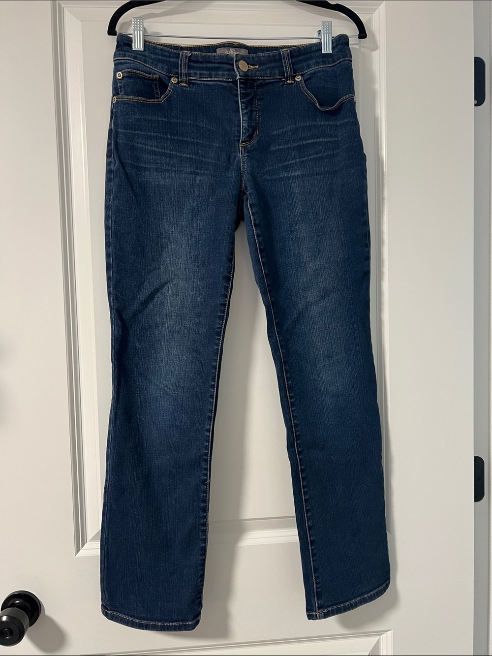 Chico's Women's Straight-Leg Jeans in Dark Blue Denim